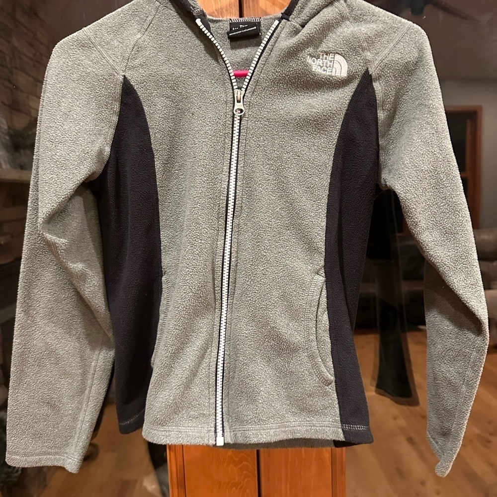 The North Face Youth Gray and Black Full-Zip Fleece